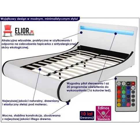 Fotografia Białe łóżko tapicerowane - Nepis 180x200 z kategorii Łóżka tapicerowane