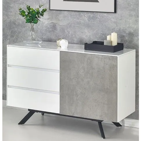 Zdjęcie industrialna komoda biały połysk, beton Monati 2X | Edinos.pl
