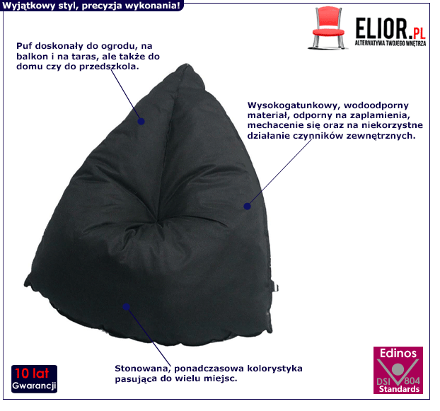 Czarny puf rozkładany Eris - na taras