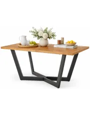 Dębowy stół industrialny do salonu - Divon 2X w sklepie Edinos.pl