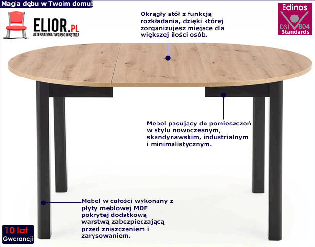 Skandynawski stół do salonu Globs