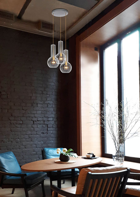 Loftowa potrójna lampa wisząca S136-Lovet druciana