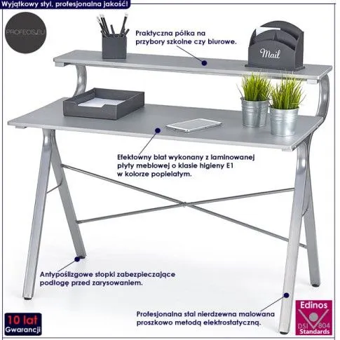 Fotografia Biurko z nadstawką Zumea - popielate z kategorii Pozostałe biurka