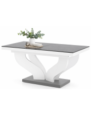 Szaro-biały prostokątny stół rozkładany - Victoria w sklepie Edinos.pl