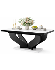 Biało-czarny rozkładany prostokątny stół - Victoria 2X w sklepie Edinos.pl