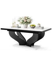 Biało-czarny rozkładany prostokątny stół - Victoria 2X w sklepie Edinos.pl