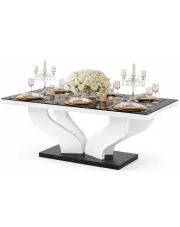 Czarno-biały prostokątny duży stół glamour do jadalni - Victoria 3X w sklepie Edinos.pl