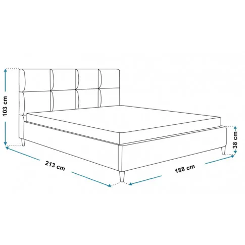 Wymiary tapicerowanego łóżka 180x200 Bennet