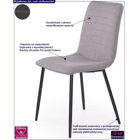 Fotografia Krzesło tapicerowane Revis - popielate z kategorii Krzesła