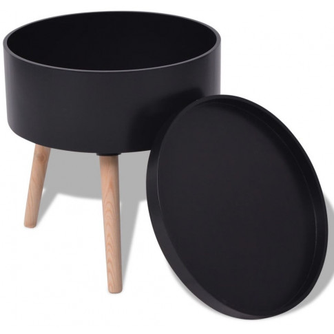 Czarny, okrągły stolik z tacą – Amurro