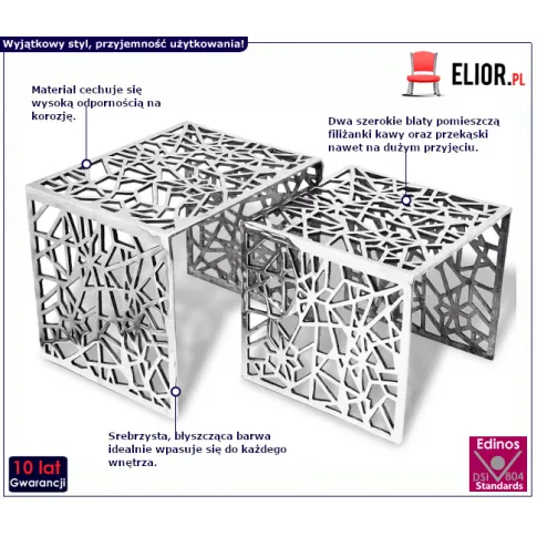 Zestaw aluminiowych stolików Andros