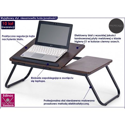 Fotografia Regulowany stolik pod laptopa Lavix - ciemny orzech z kategorii Stoliki pod laptopa