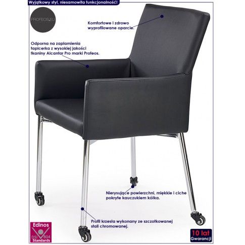 Fotografia Krzesło na kółkach Rivan - czarne z kategorii Pracownie i biura