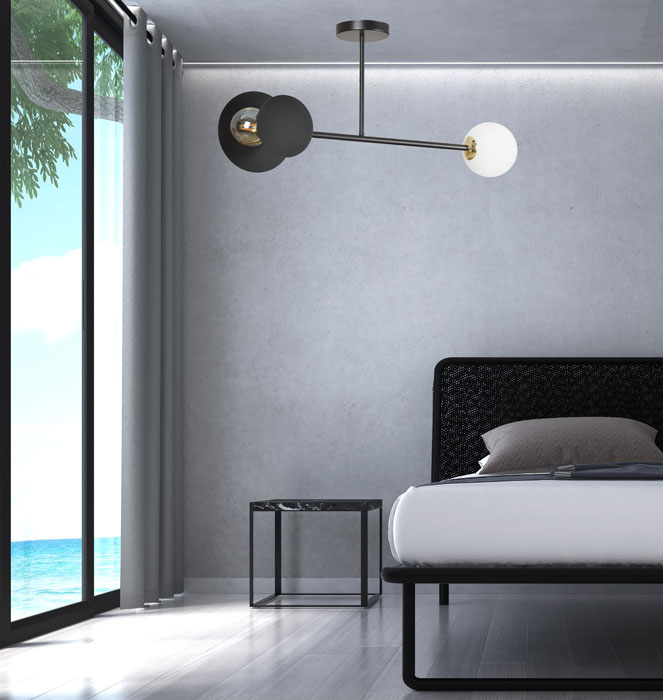 Czarna nowoczesna metalowa lampa sufitowa do sypialni D007-Intis