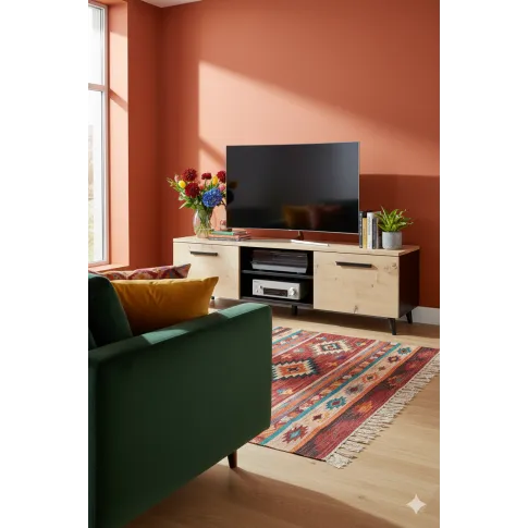 Skandynawska szafka RTV na nóżkach do salonu dąb artisan   Nivegi 2S