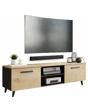 Skandynawska szafka RTV na nóżkach do salonu dąb artisan - Nivegi 2S w sklepie Edinos.pl