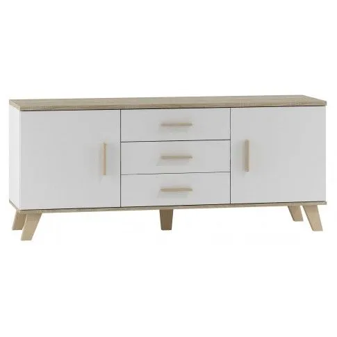 Zdjęcie produktu Minimalistyczna komoda Bodi 3X - biała + dąb sonoma.