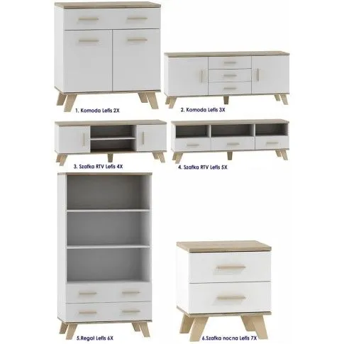 Zdjęcie minimalistyczna szafka RTV biała, dąb sonoma Bodi 4X | Edinos.pl