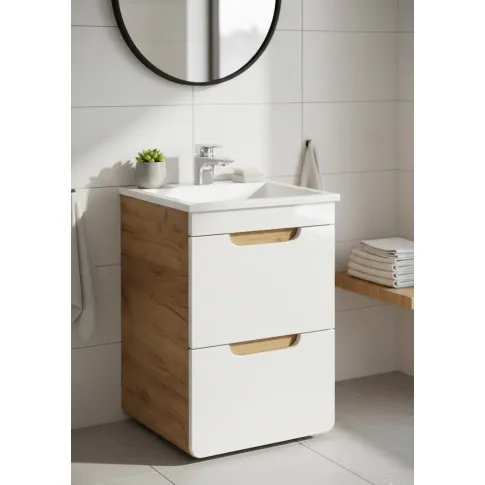 Szafka z umywalką i szufladami Zeftox 2S   Biały