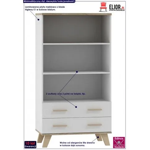 Fotografia Skandynawski regał Bodi 6X - biały + dąb sonoma z kategorii Regały