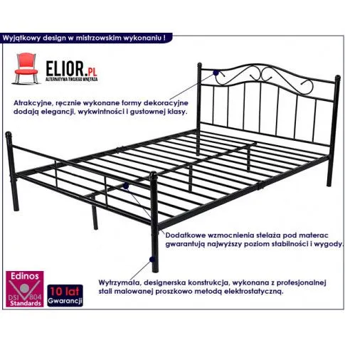 Fotografia Łóżko metalowe czarne Rai 3X 160x200 z kategorii Łóżka i materace