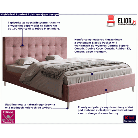 Tapicerowane łóżko z drewnianym stelażem 180x200 Haven