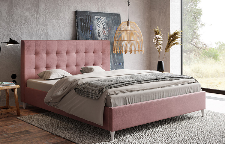 Wizualizacja aranżacji z tapicerowanym łóżkiem Brando