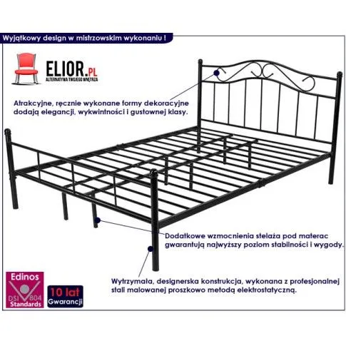 Fotografia Łóżko metalowe czarne Rai 180x200 z kategorii Łóżka i materace