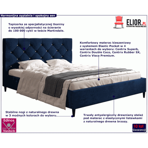 Tapicerowane łóżko z drewnianym stelażem 160x200 Colette