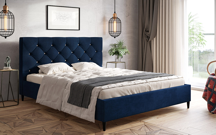 Wizualizacja aranżacji z tapicerowanym łóżkiem Sobral