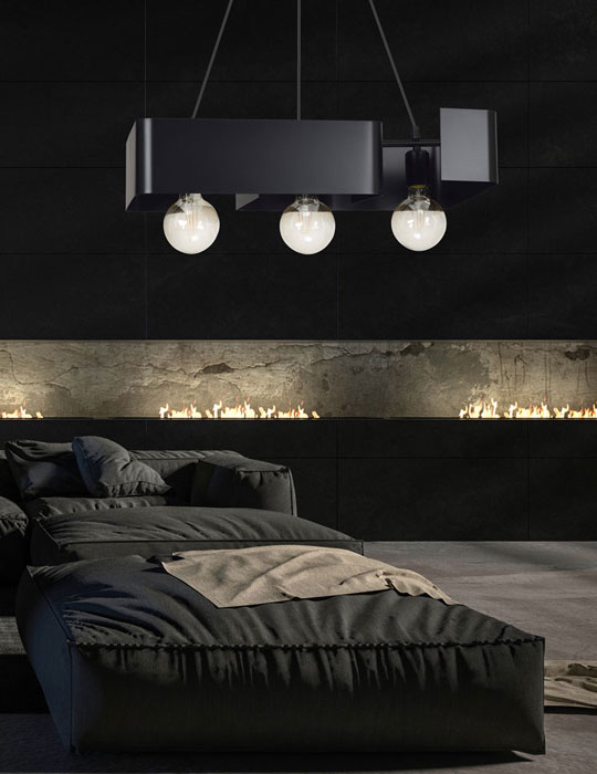 Czarna nowoczesna lampa wisząca w stylu loft D015-Rainer