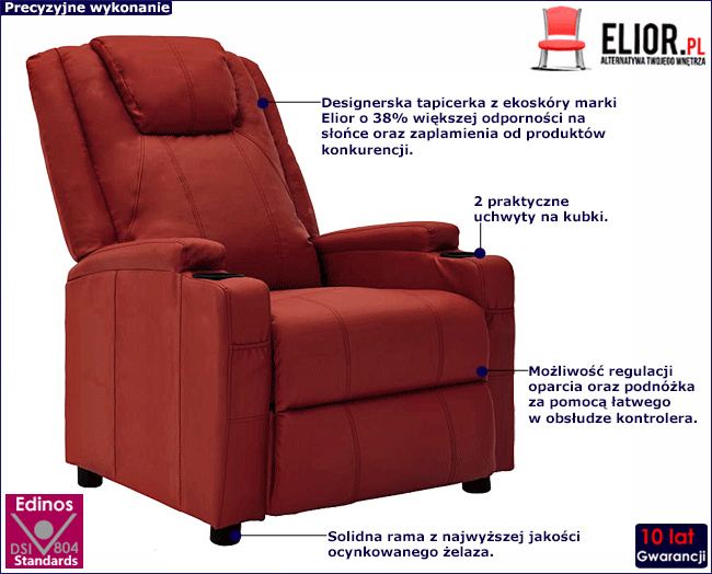 Produkt Bordowy rozkładany fotel do salonu - Portis