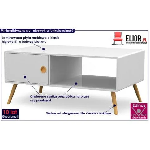 Fotografia Skandynawska ława Ilmnia 4X - biała z kategorii Ławy i stoliki