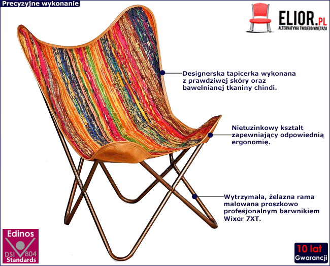 Produkt Wielokolorowy fotel typu butterfly do salonu - Prefix