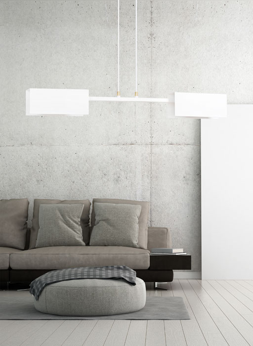 Biała regulowana lampa wisząca do salonu P103-Lirena
