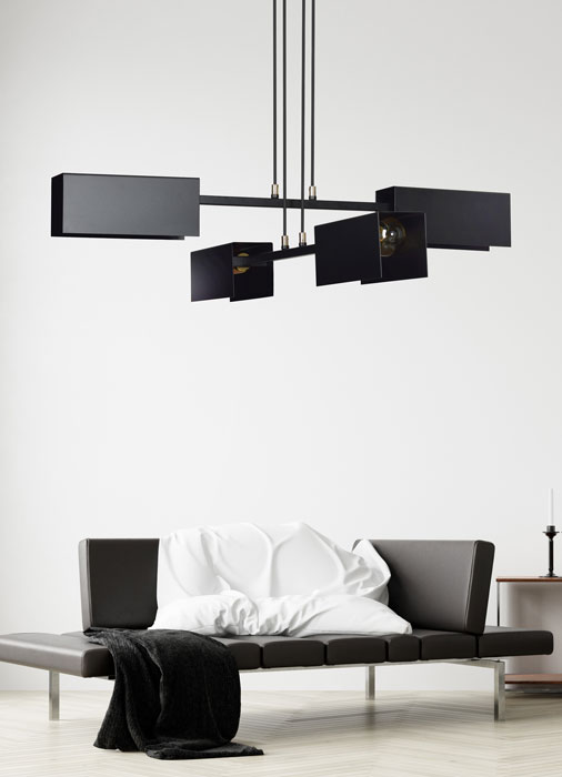 Czarna regulowana lampa wisząca do salonu S438-Lirena