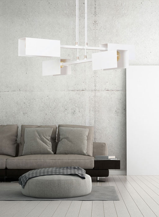 Biała industrialna lampa do jadalni S438-Lirena