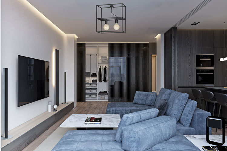 Czarna nowoczesna lampa sufitowa w stylu loft do salonu D022-Avner