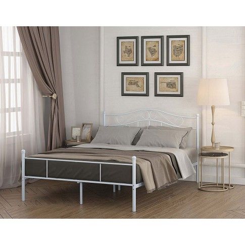 Zdjęcie białe łóżko metalowe Inello 140x200 - sklep Edinos.pl