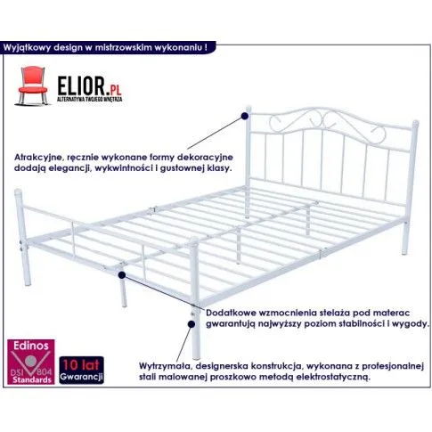 Fotografia Łóżko metalowe białe Rai 140x200 z kategorii Łóżka i materace