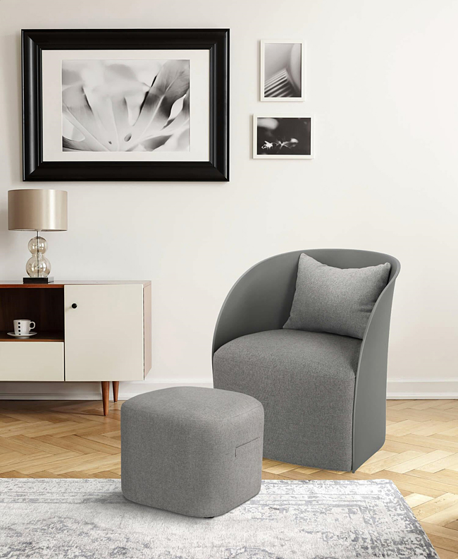 Kwadratowy podnóżek Ezze - szary