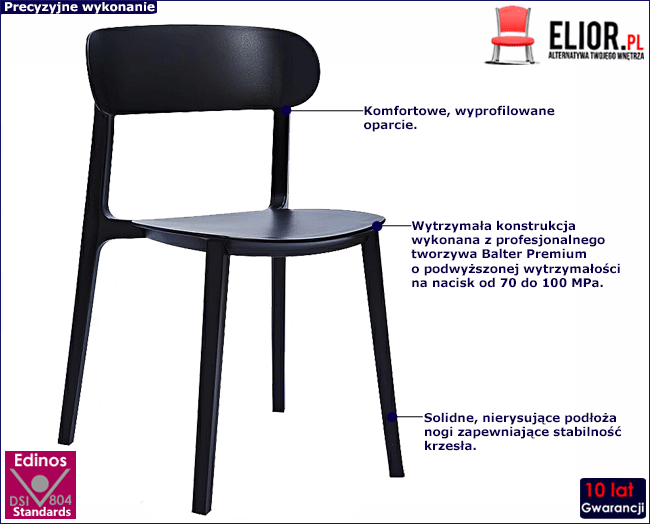 Produkt Czarne minimalistyczne krzesło - Colins