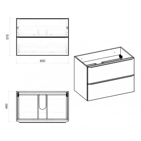 Wymiary szafki łazienkowej Malta 3X Czarny 80 cm