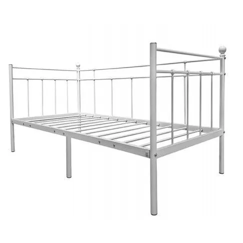 Zdjęcie produktu Pojedyncze jednoosobowe łóżko metalowe Toles 90x200 - białe.