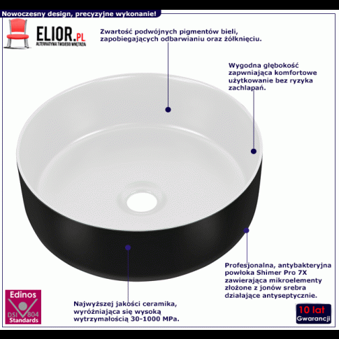 Ceramiczna okrągła umywalka nablatowa Cersit