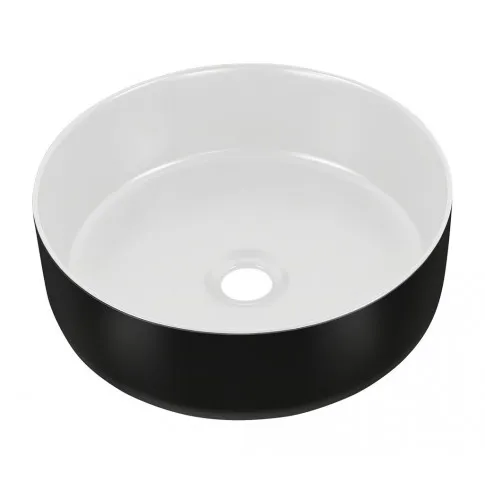 Okrągła dwukolorowa umywalka nablatowa Cersit