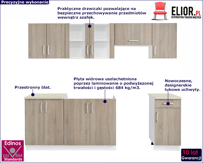 Produkt Zestaw nowoczesnych mebli kuchennych - Nelario