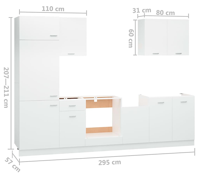 Produkt Zestaw białych nowoczesnych mebli kuchennych - Avros - zdjęcie numer 3