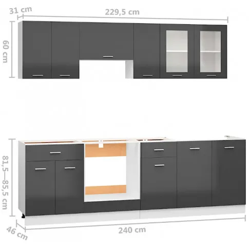 Zestaw mebli kuchennych Deros wymiary