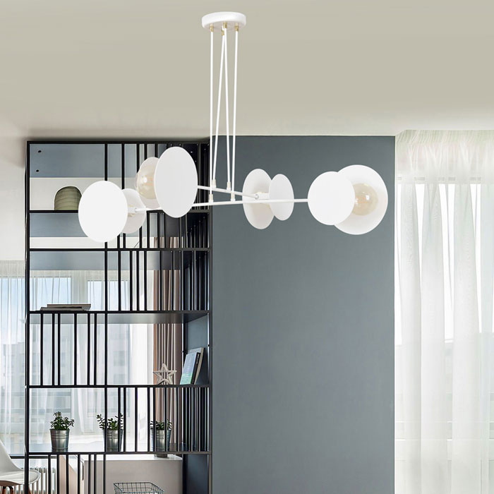 Biała metalowa lampa wisząca do salonu D027-Coriso